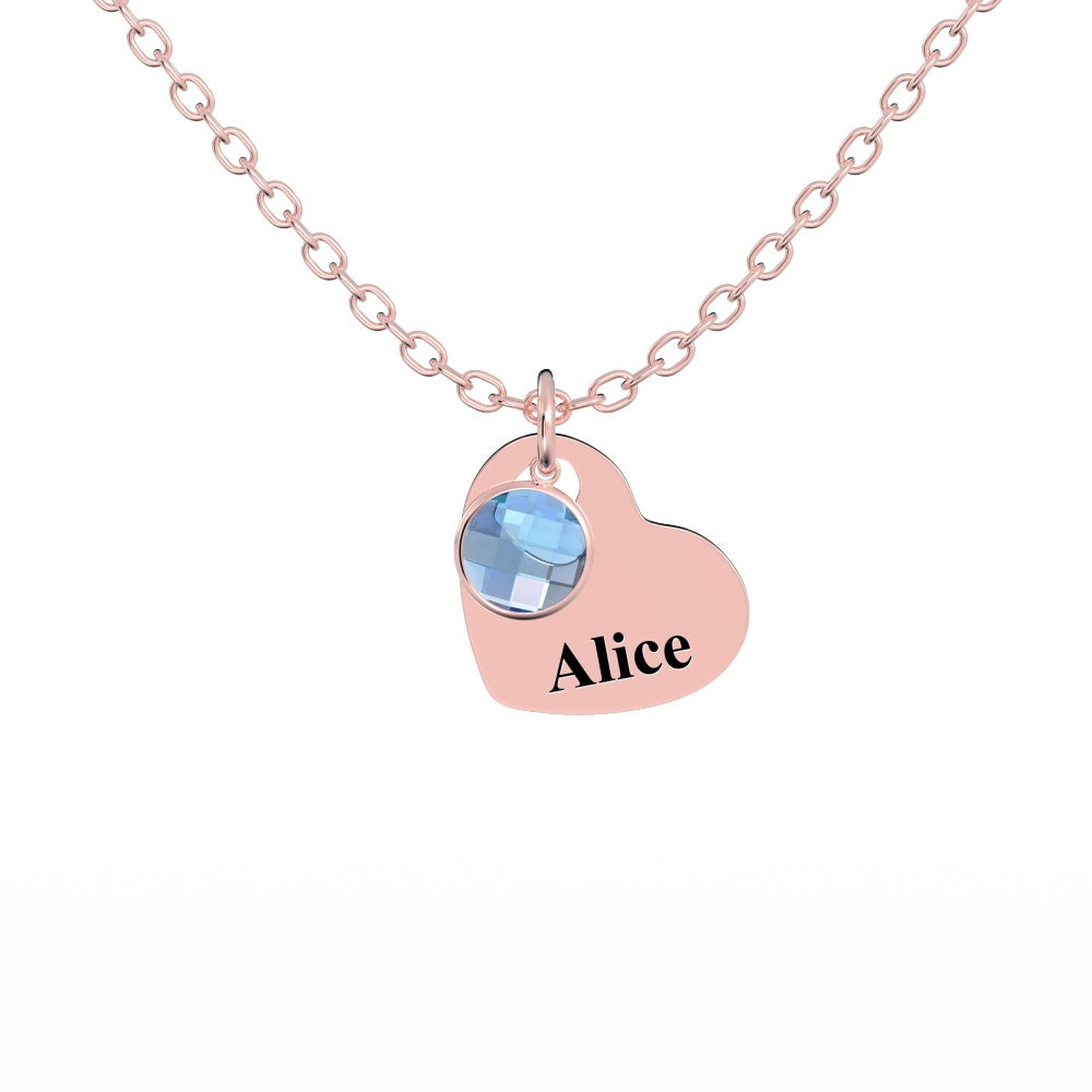 All Members - Personalized Family Heart Pendant Necklace with Birthstones