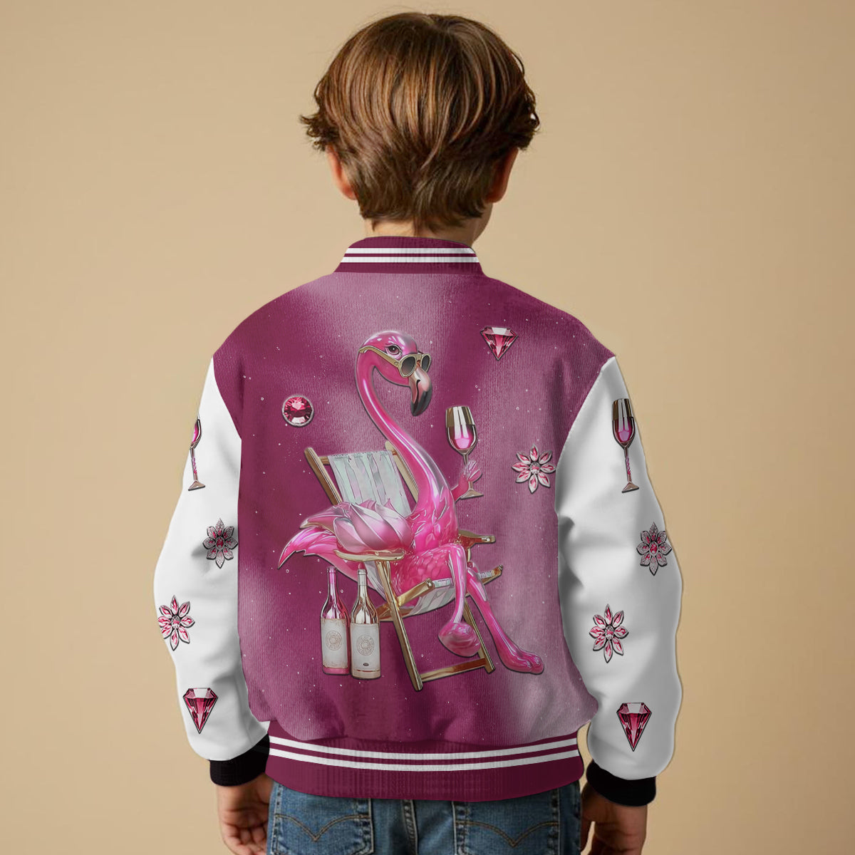 Be A Flamingo In A Flock of Pigeons - Personalized Flamingo Varsity Jacket
