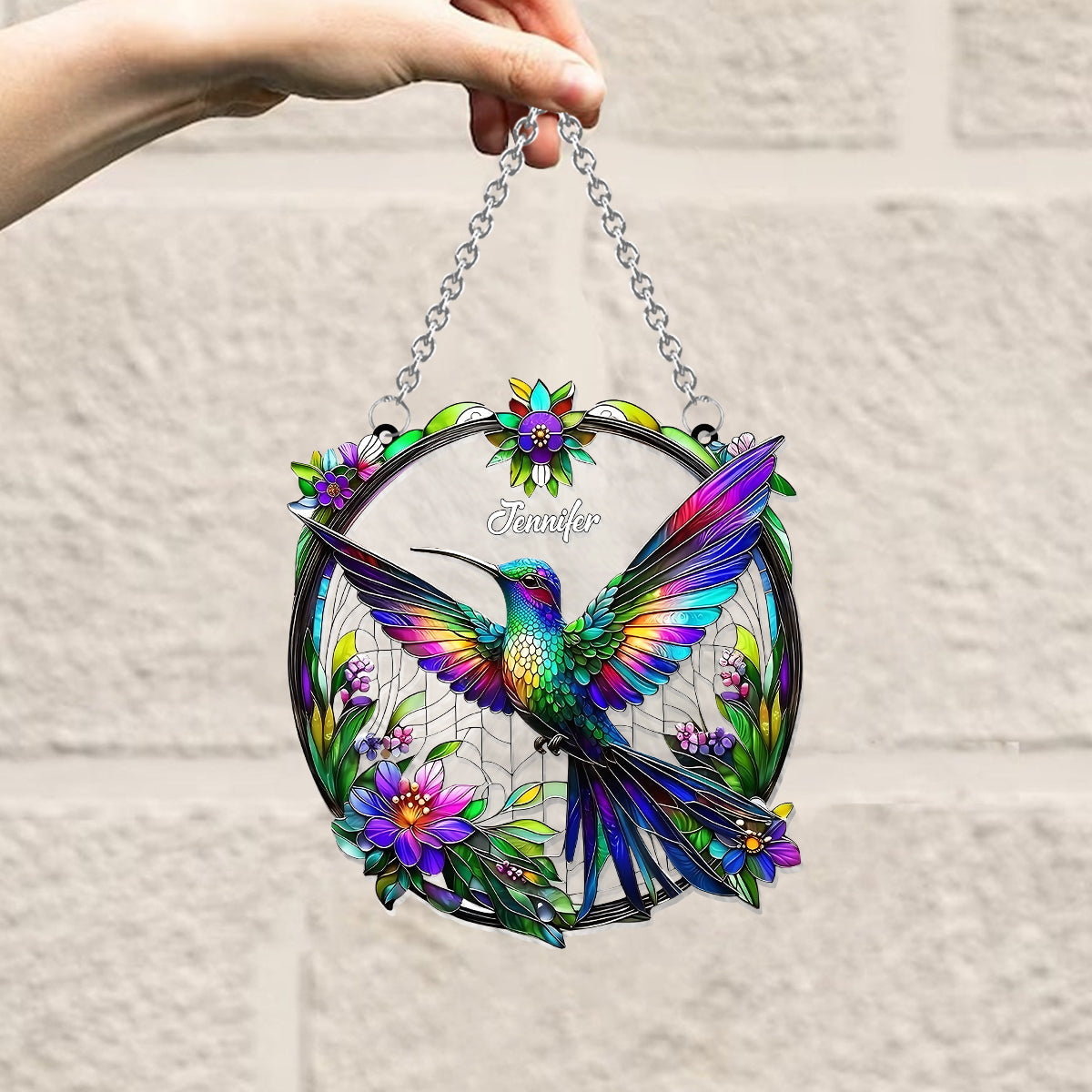 Stunning Humming Bird - Personalized Hummingbird Window Hanging Suncatcher Ornament