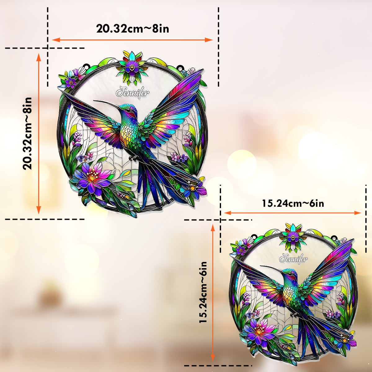 Stunning Humming Bird - Personalized Hummingbird Window Hanging Suncatcher Ornament
