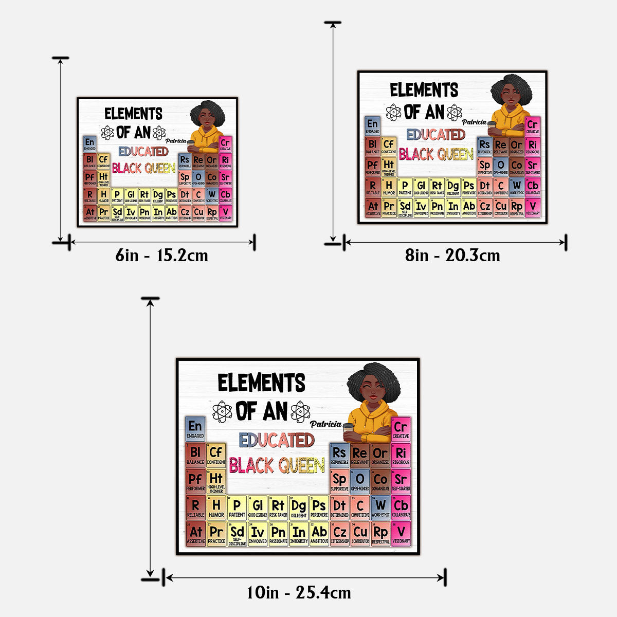 Elements Of An Educated Black Queen - Personalized African American 2 Layered Wood Sign / Wood Plaque