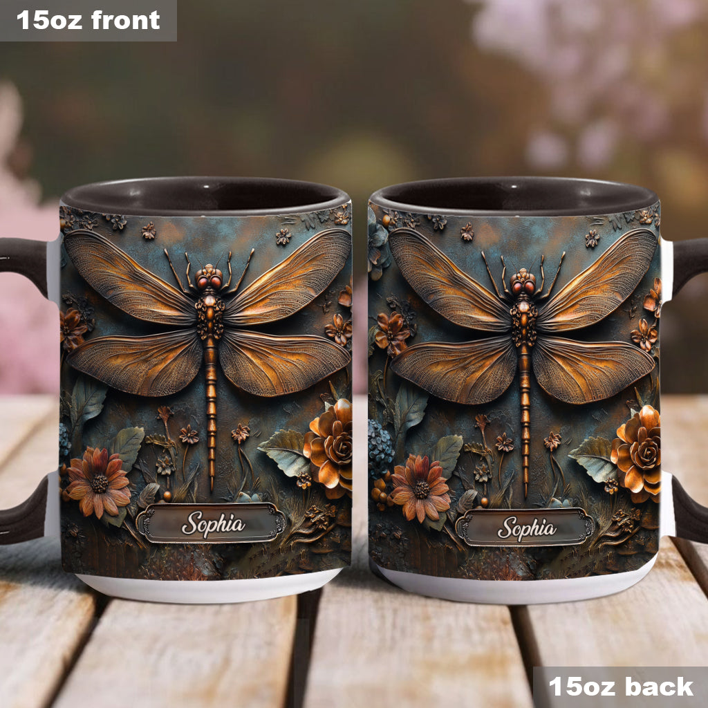 Vintage Soul - Personalized Dragonfly Accent Mug