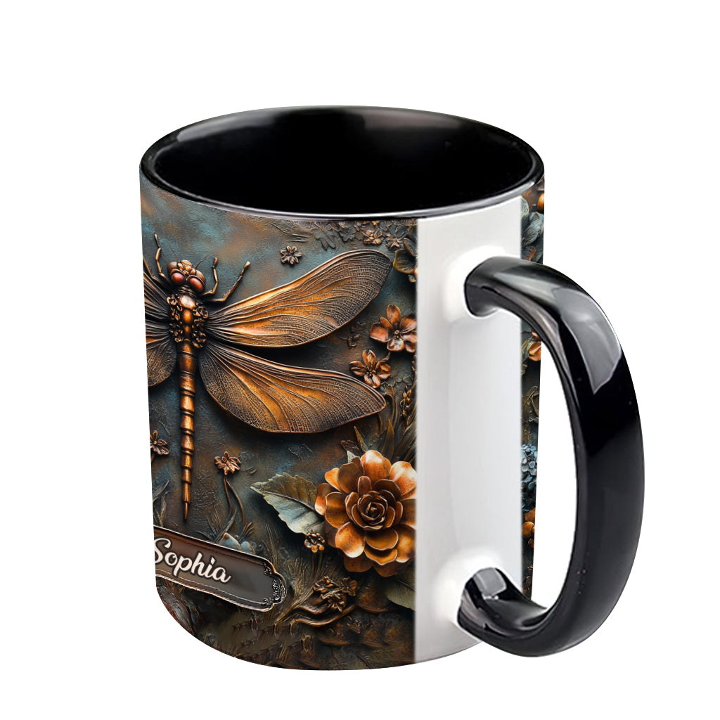 Vintage Soul - Personalized Dragonfly Accent Mug