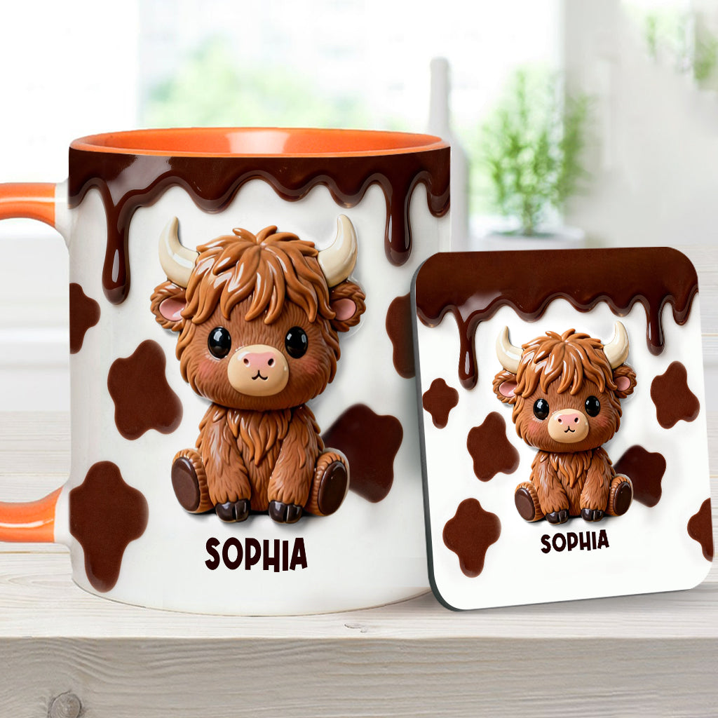Love Highland Cows - Personalized Highland Cow Accent Mug & Coaster