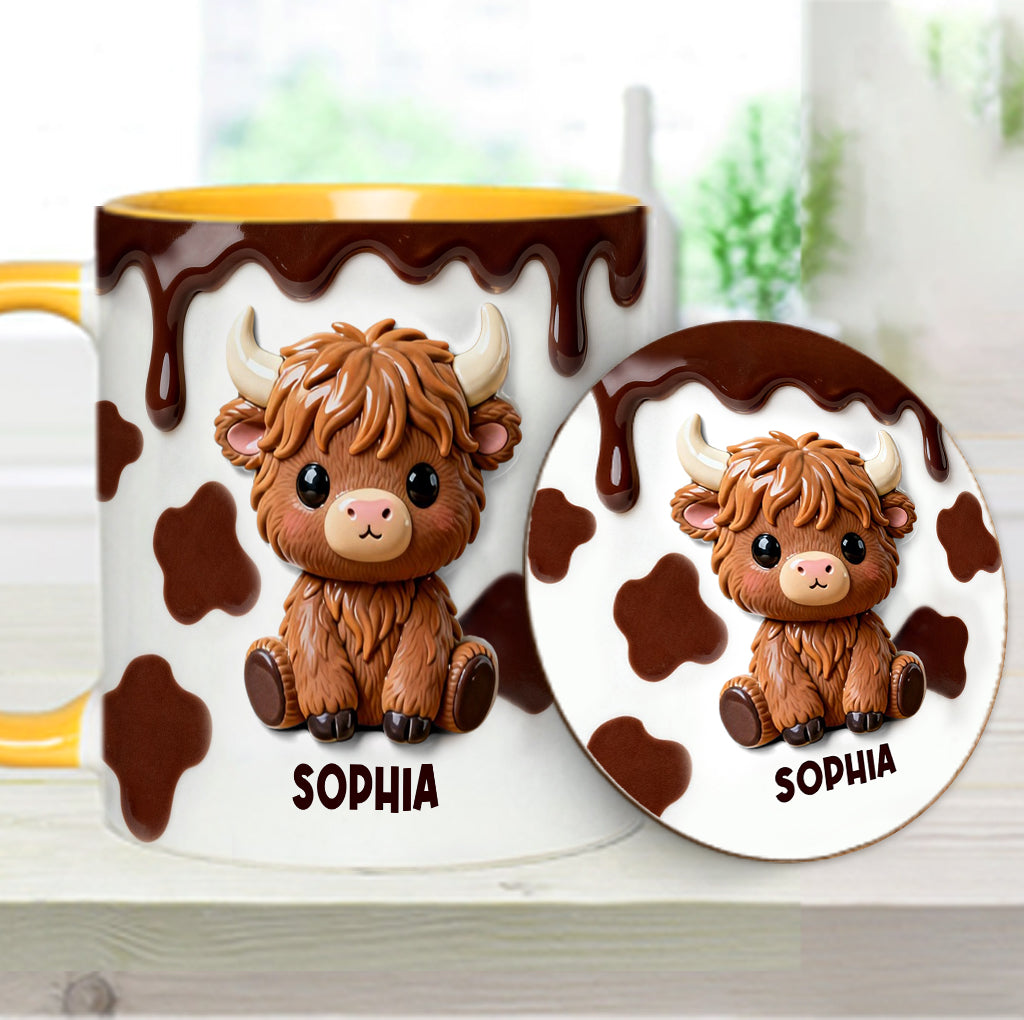 Love Highland Cows - Personalized Highland Cow Accent Mug & Coaster