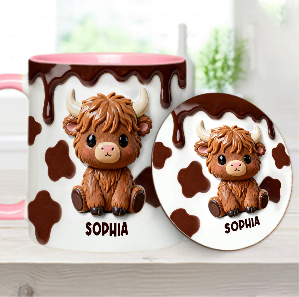 Love Highland Cows - Personalized Highland Cow Accent Mug & Coaster
