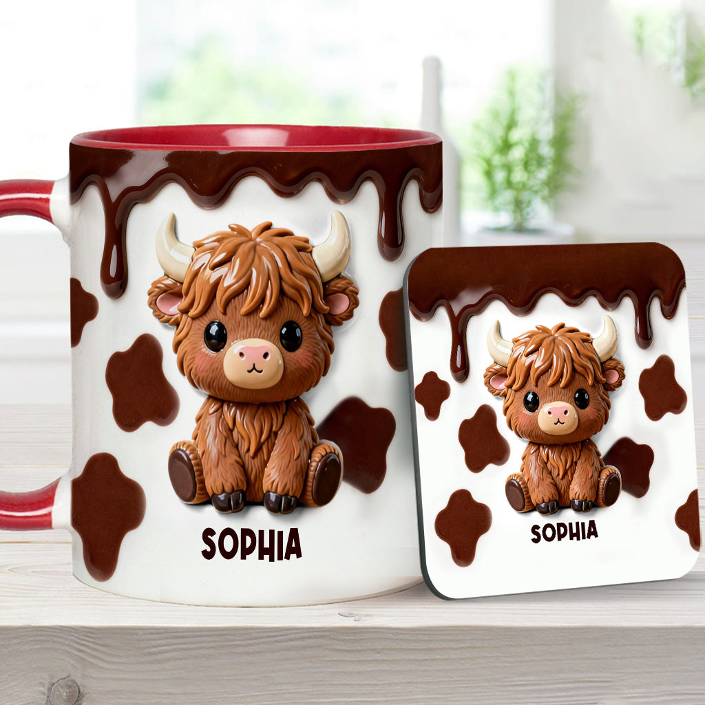 Love Highland Cows - Personalized Highland Cow Accent Mug & Coaster