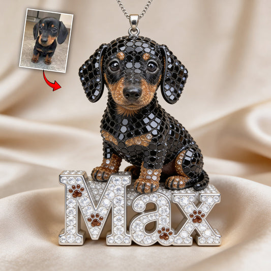 Pet Mom Gift, Dog Lover Gift - Personalized Dog Shaped Metal Pendant Necklace