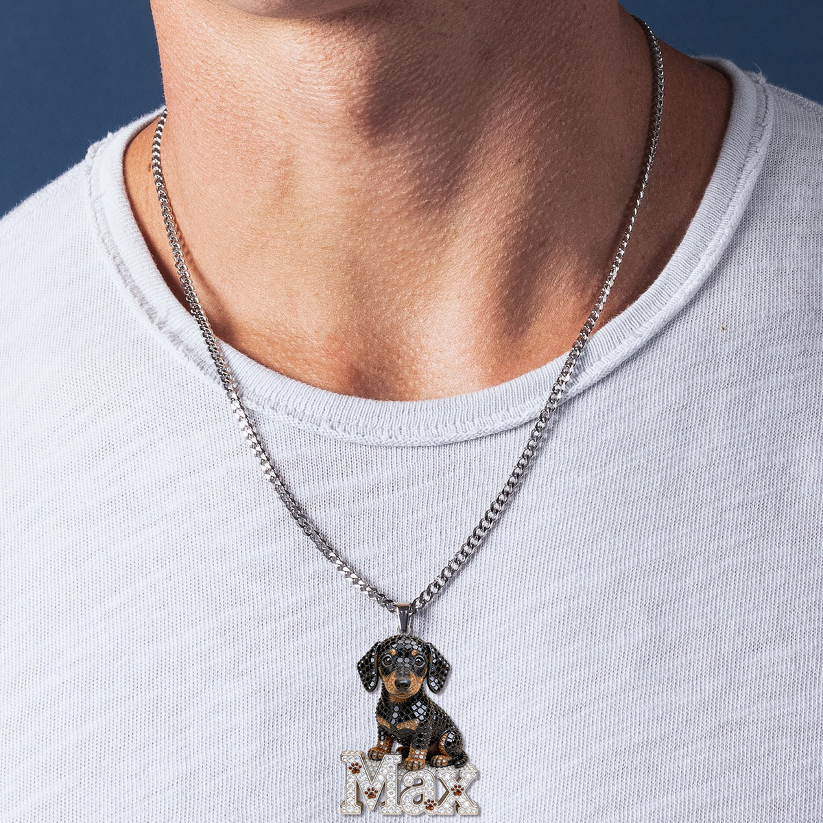 Pet Mom Gift, Dog Lover Gift - Personalized Dog Shaped Metal Pendant Necklace