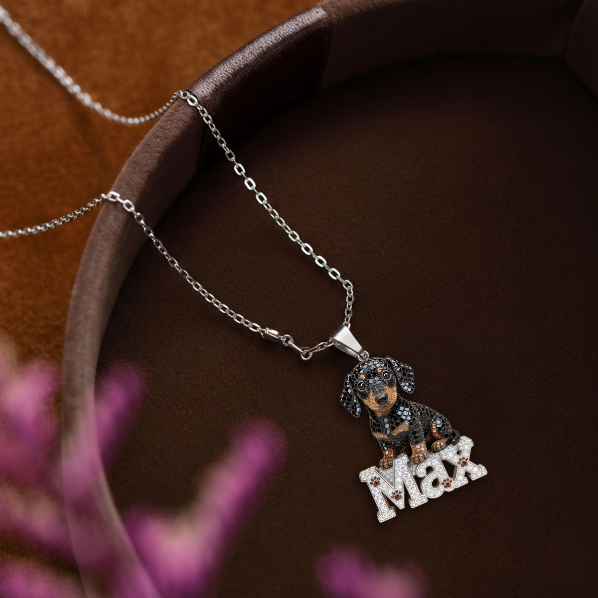 Pet Mom Gift, Dog Lover Gift - Personalized Dog Shaped Metal Pendant Necklace