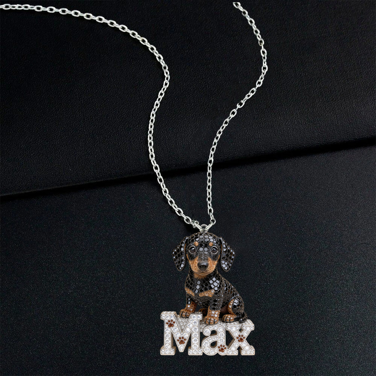 Pet Mom Gift, Dog Lover Gift - Personalized Dog Shaped Metal Pendant Necklace
