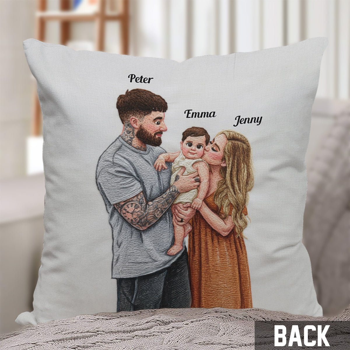Upload Family Photo - Personalized Family Throw Pillow