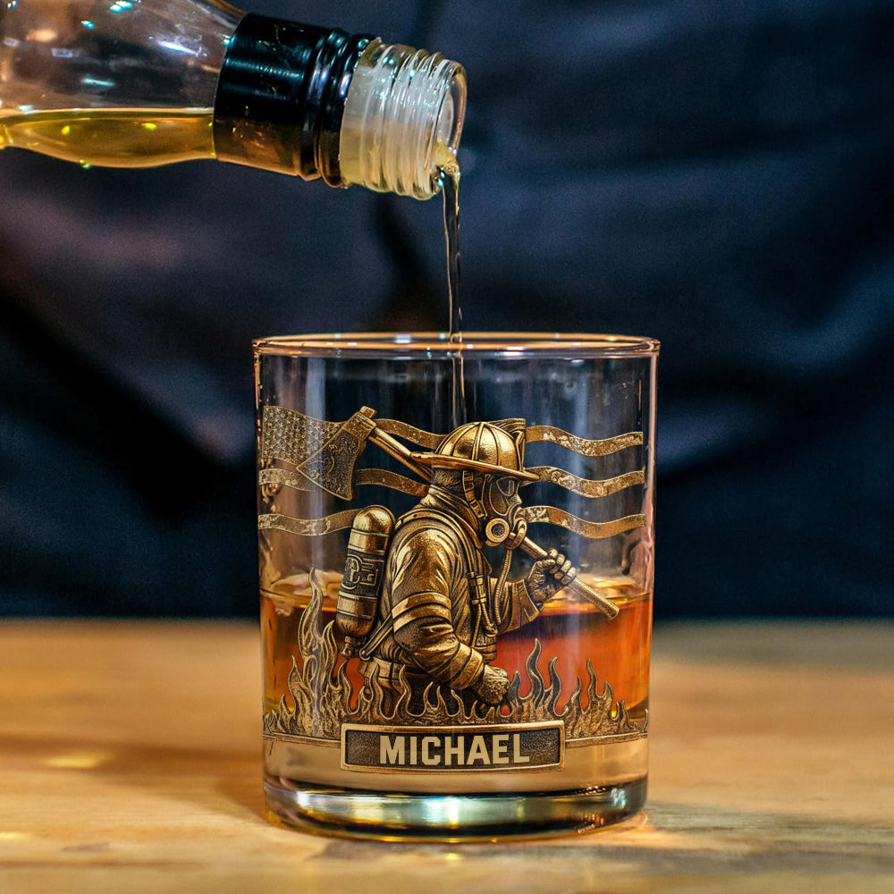 Proud Retired Firefighter - Personalized Firefighter Whiskey Decanter Set