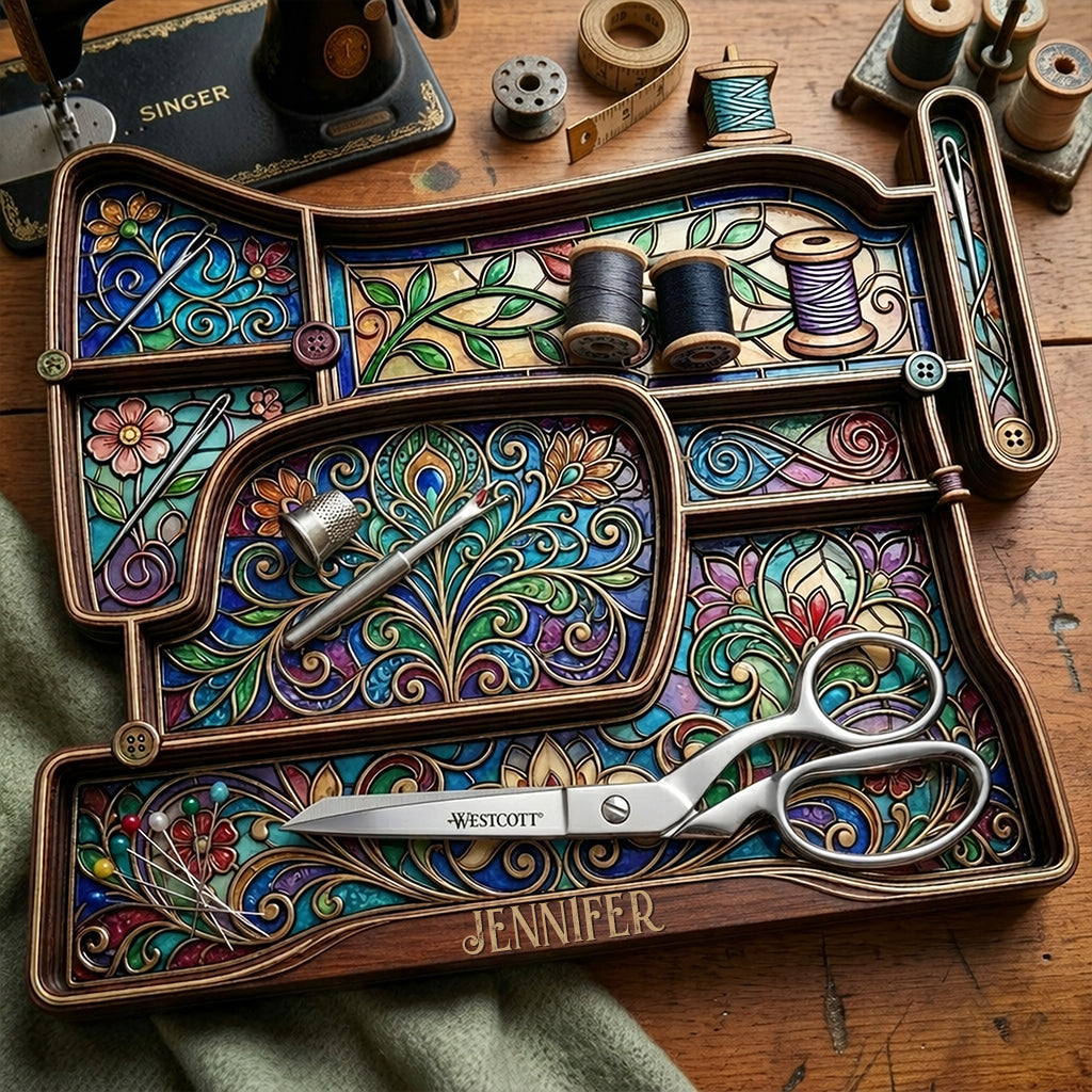 Sewing Tools Organizing Tray - Personalized Sewing Wooden Tray