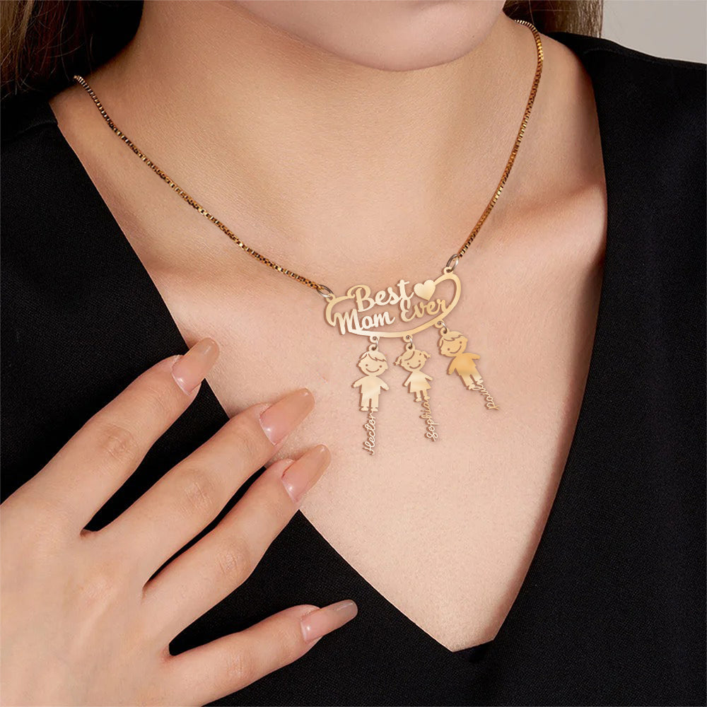 Best Mom Ever - Personalized Mother Necklace with Charms