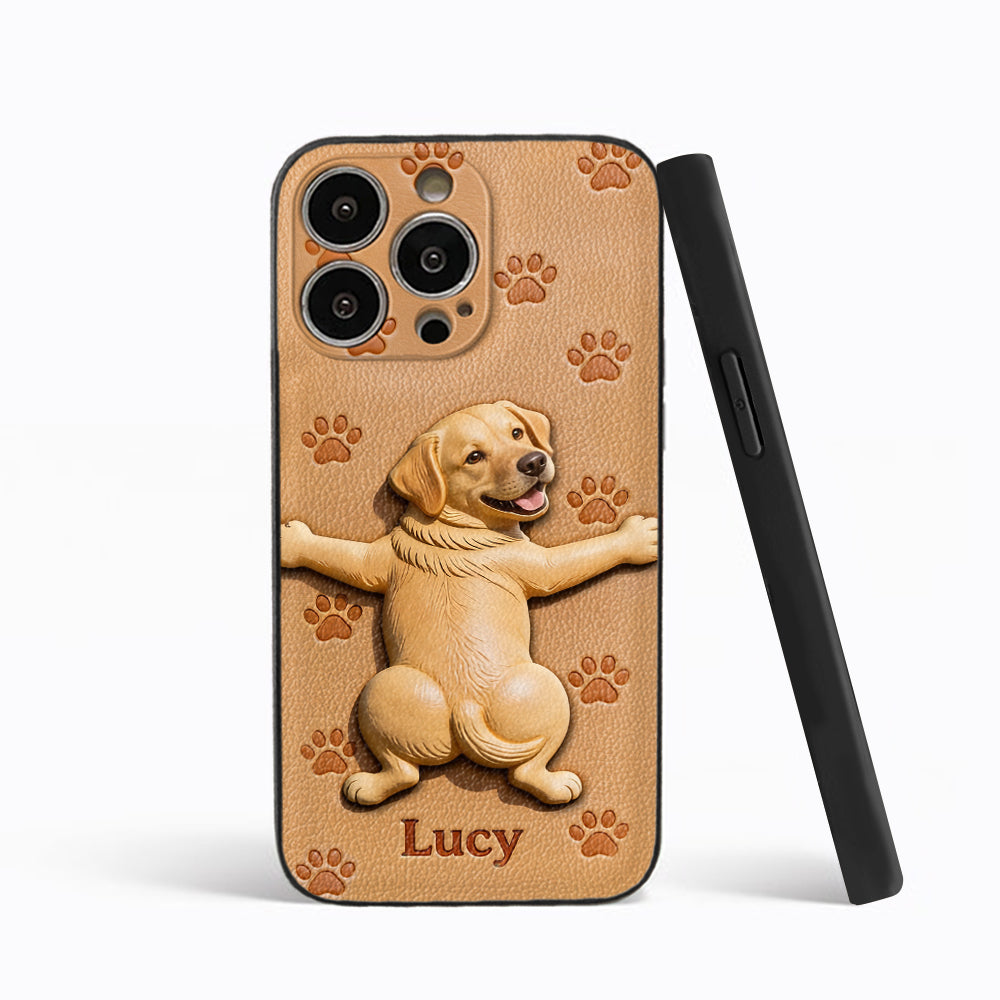 Pet Mom, Dog Lovers Gift Idea - Personalized Dog 3D Embossed Leather Phone Case
