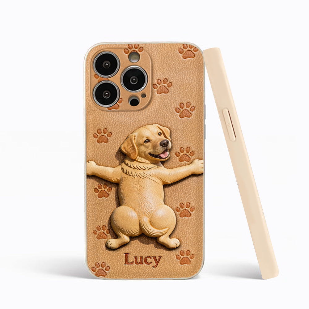 Pet Mom, Dog Lovers Gift Idea - Personalized Dog 3D Embossed Leather Phone Case