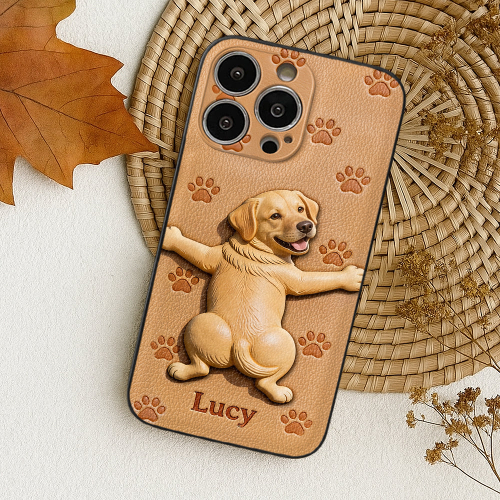 Pet Mom, Dog Lovers Gift Idea - Personalized Dog 3D Embossed Leather Phone Case