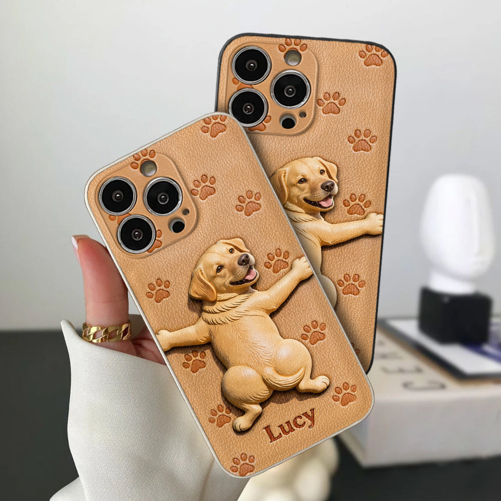 Pet Mom, Dog Lovers Gift Idea - Personalized Dog 3D Embossed Leather Phone Case