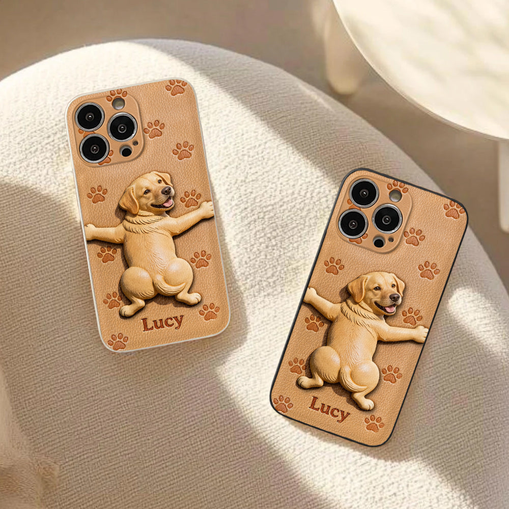 Pet Mom, Dog Lovers Gift Idea - Personalized Dog 3D Embossed Leather Phone Case