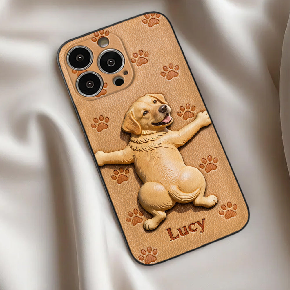 Pet Mom, Dog Lovers Gift Idea - Personalized Dog 3D Embossed Leather Phone Case