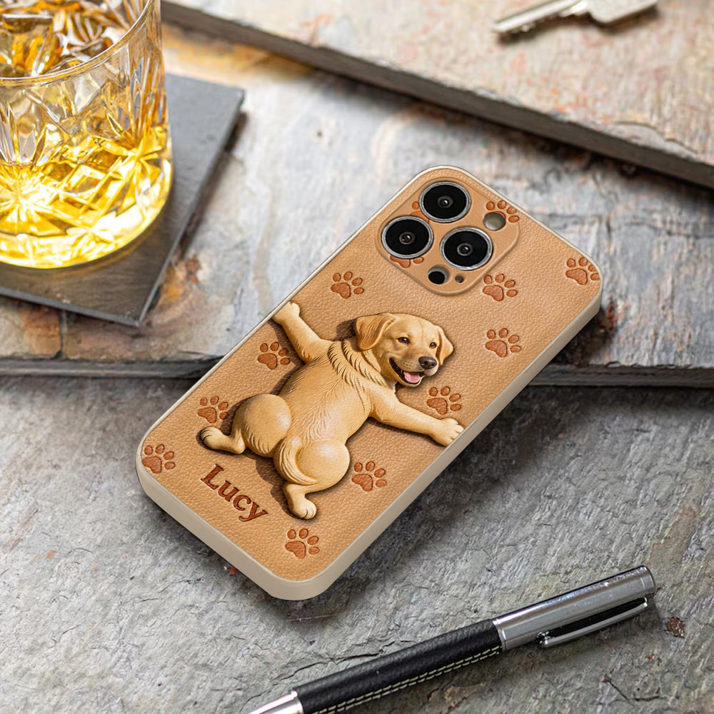Pet Mom, Dog Lovers Gift Idea - Personalized Dog 3D Embossed Leather Phone Case