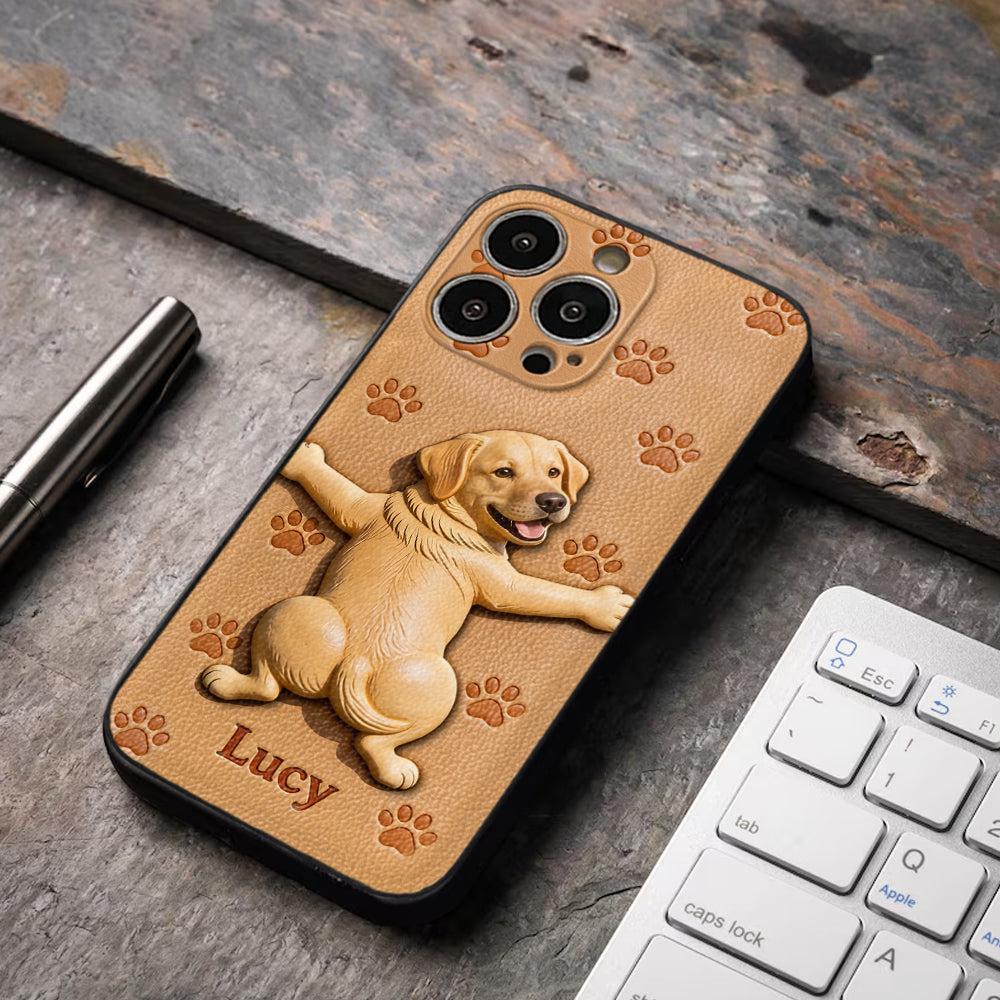 Pet Mom, Dog Lovers Gift Idea - Personalized Dog 3D Embossed Leather Phone Case
