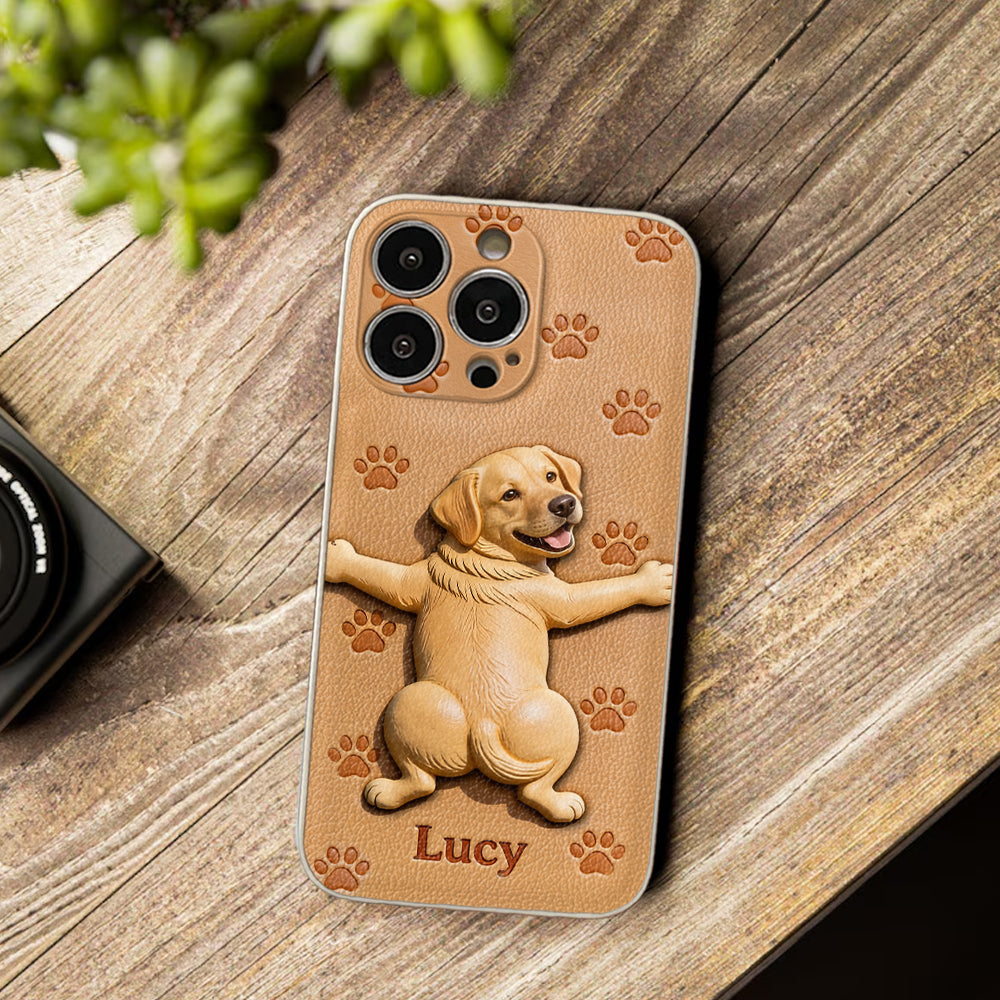 Pet Mom, Dog Lovers Gift Idea - Personalized Dog 3D Embossed Leather Phone Case