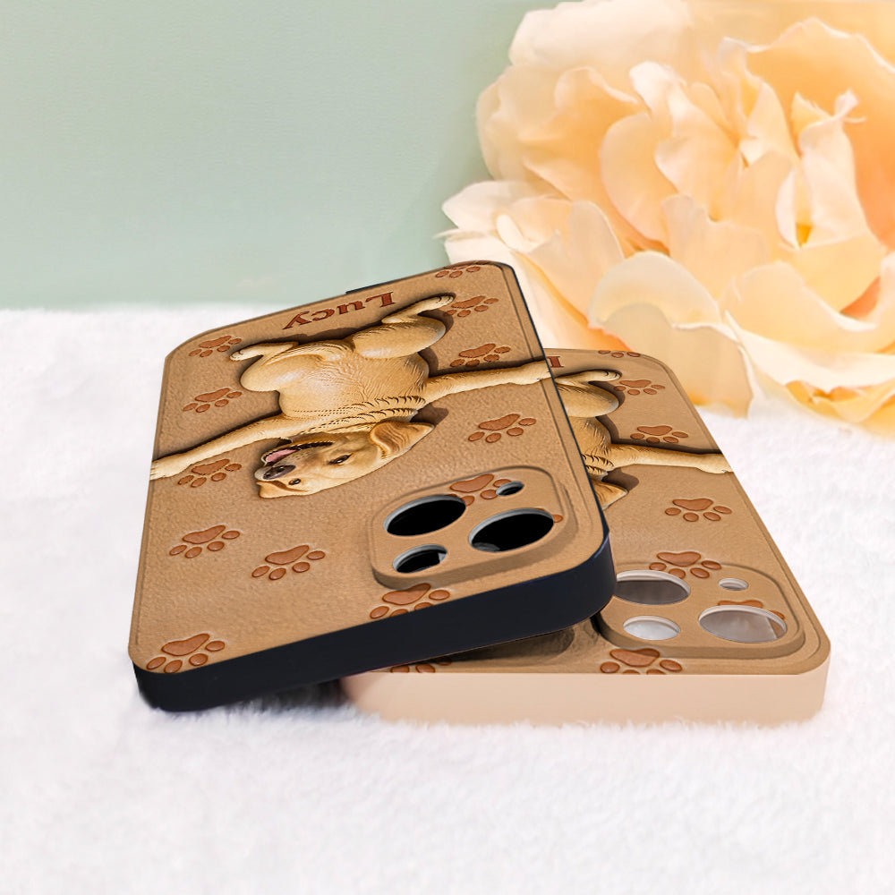 Pet Mom, Dog Lovers Gift Idea - Personalized Dog 3D Embossed Leather Phone Case
