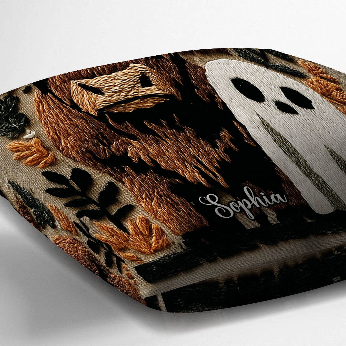 Spooky Highland Cow Ghost - Personalized Highland Cow Throw Pillow