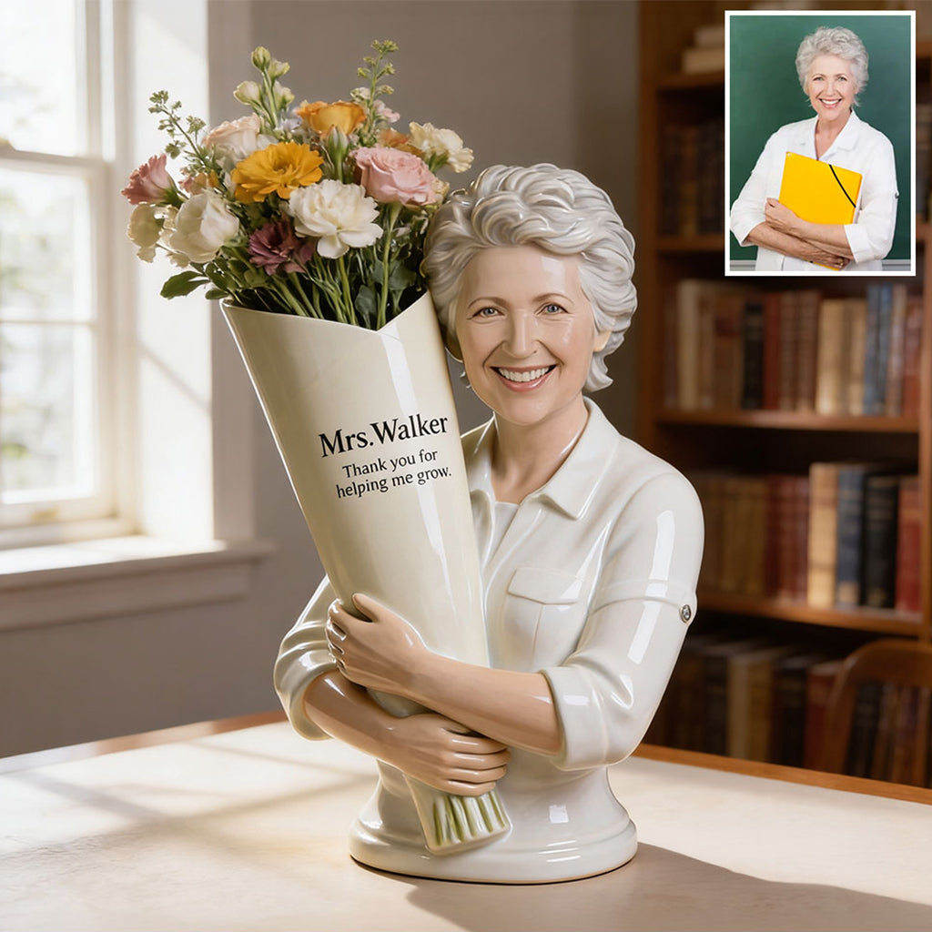 Thanks For Helping Me Grow - Personalized Teacher Acrylic Pot