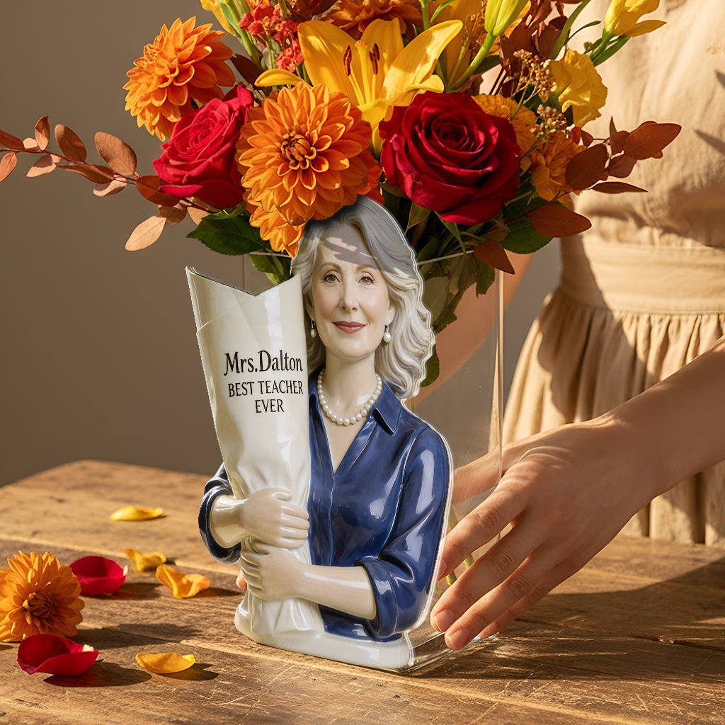 Thanks For Helping Me Grow - Personalized Teacher Acrylic Pot