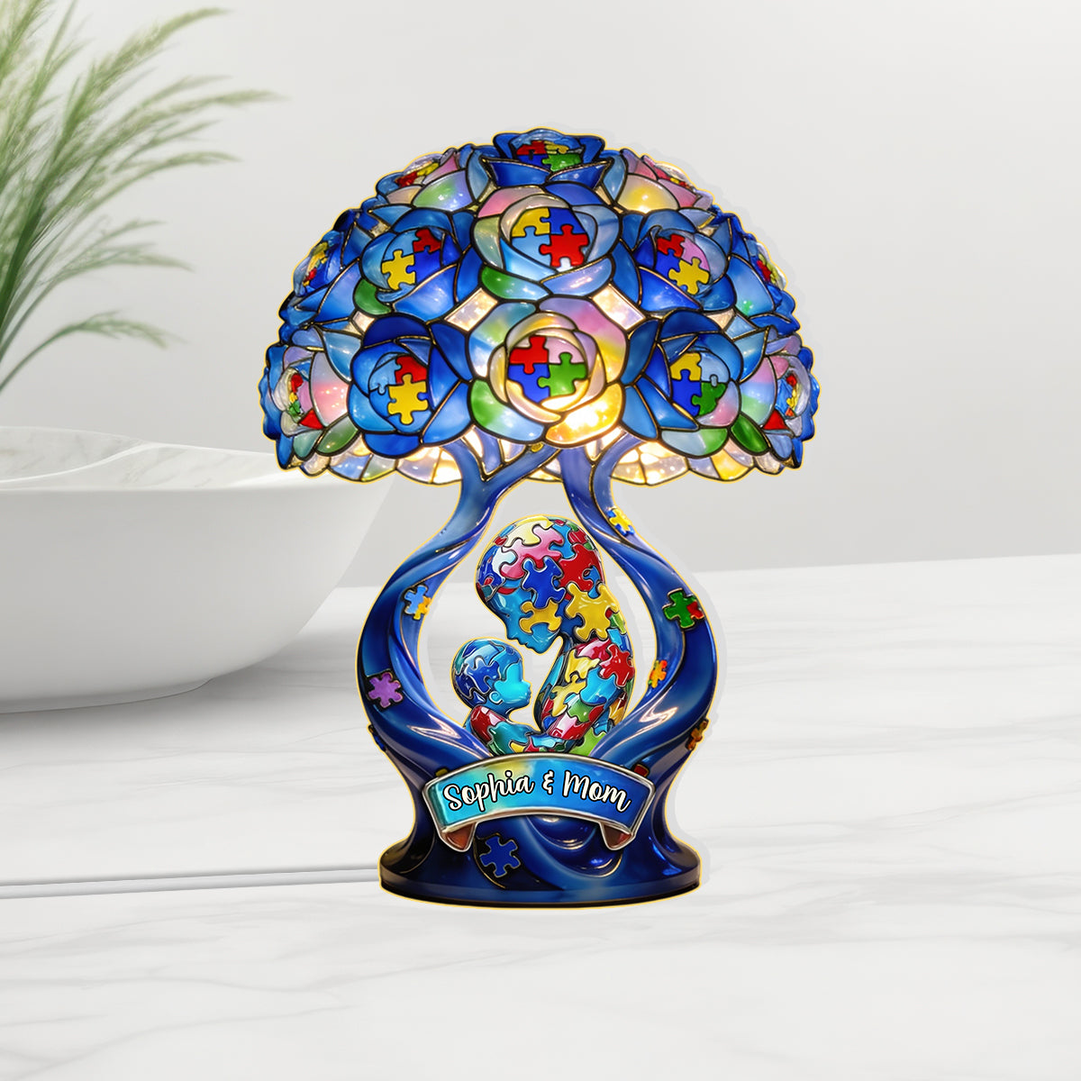 Strong Mama Best Gift For Mom - Personalized Autism Awareness Acrylic LED Night Light