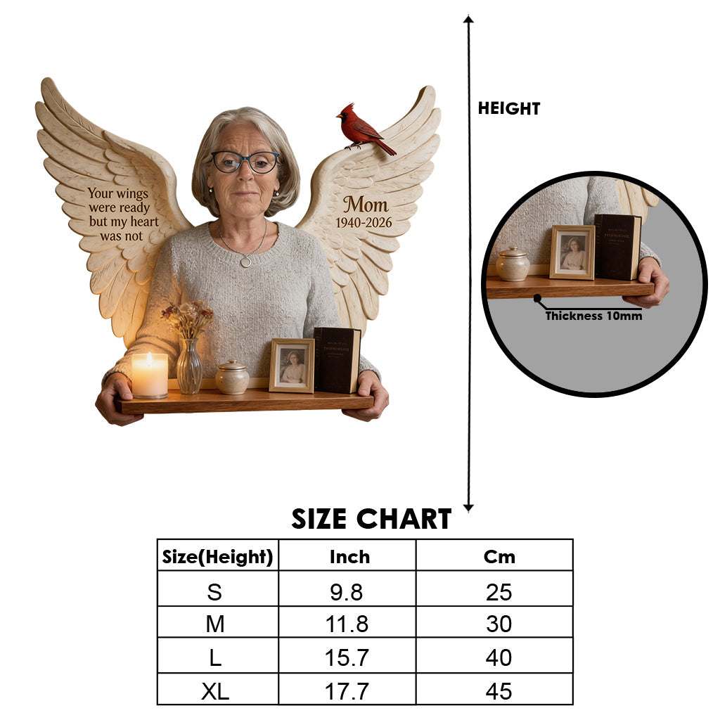 Your Wings Were Ready - Personalized Memorial Wooden Floating Shelf