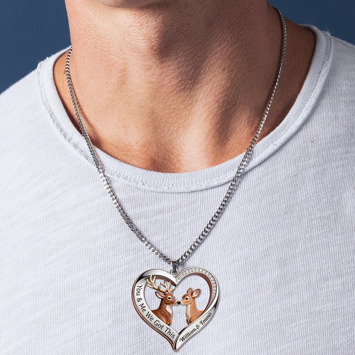 You & Me We Got This - Personalized Hunting Shaped Metal Pendant Necklace