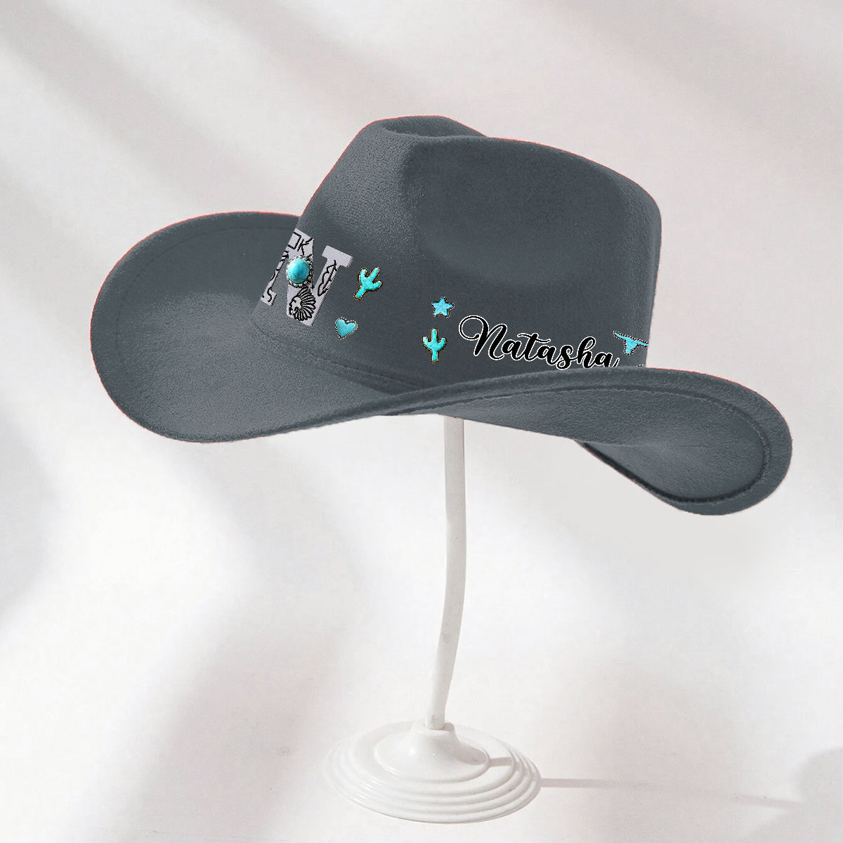 Western Style Initial Letter - Personalized Cowgirl Wide Brim Cowboy Hat