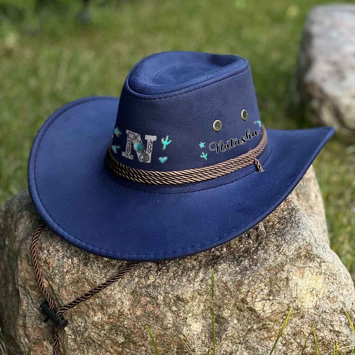 Western Style Initial Letter - Personalized Cowgirl Wide Brim Cowboy Hat