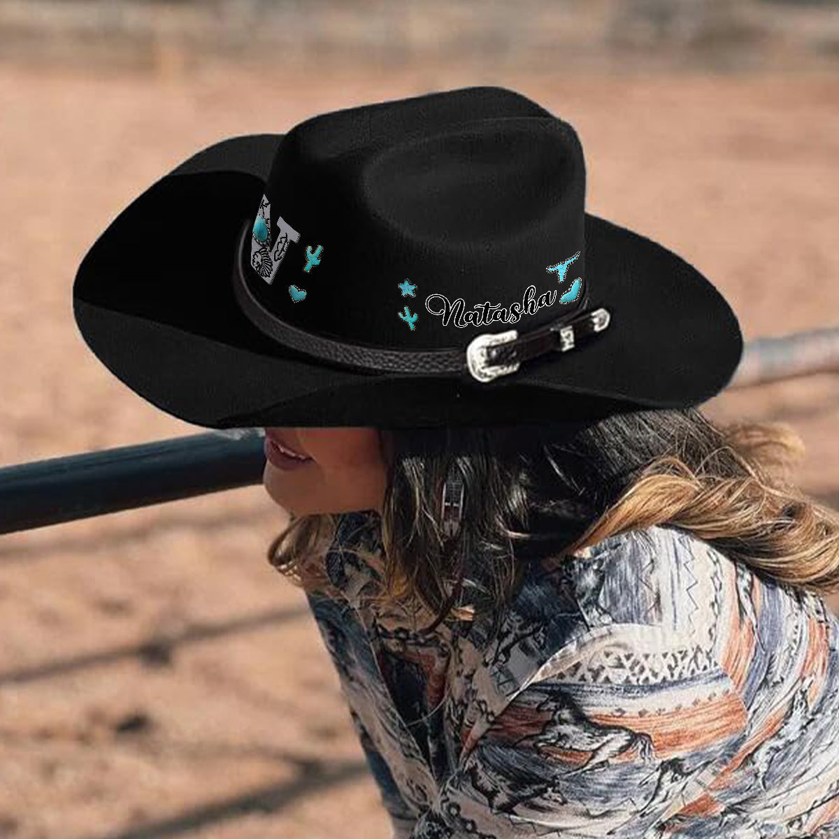 Western Style Initial Letter - Personalized Cowgirl Wide Brim Cowboy Hat