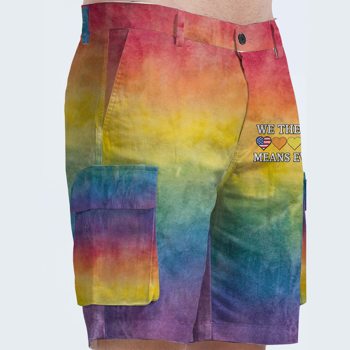 We The People Means Everyone - Personalized LGBT Support Cargo Shorts With Belt