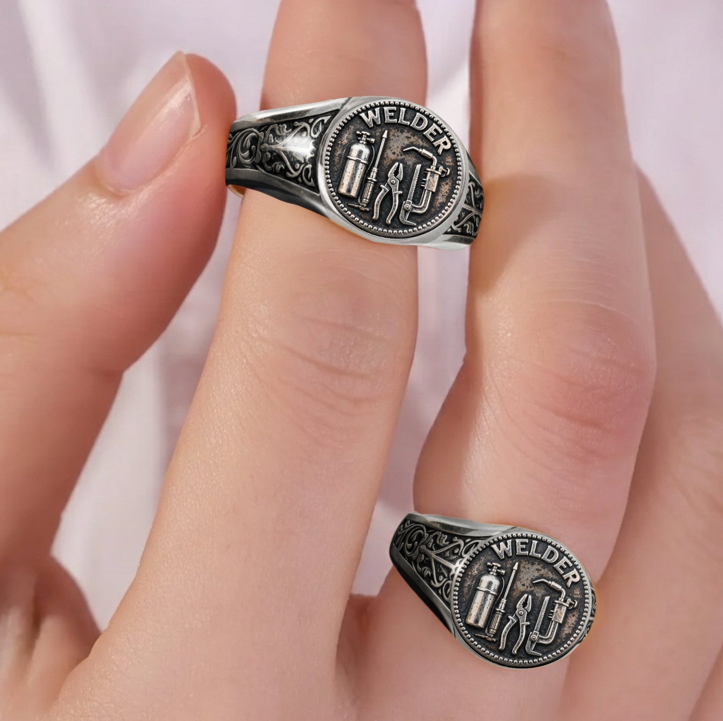 Strong Welder - Personalized Welder Signet Ring