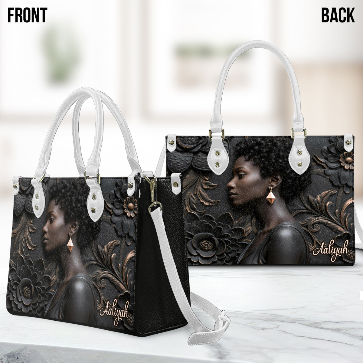 Proud Of Black History - Personalized African American Leather Handbag