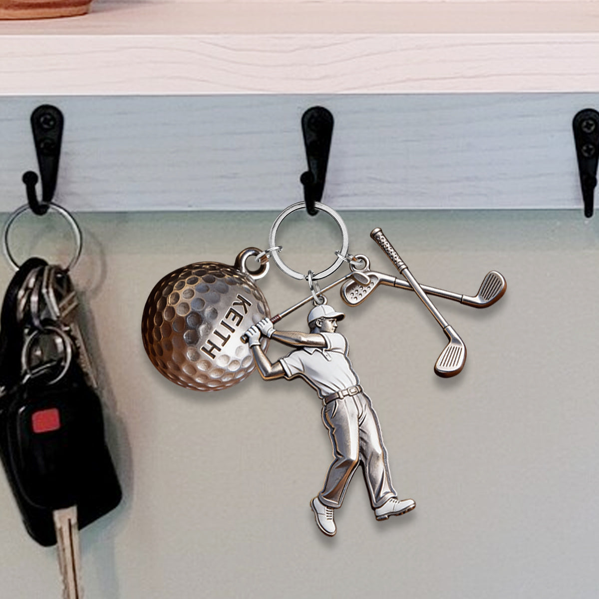 Love Golf - Personalized Golf Keychain With Charms