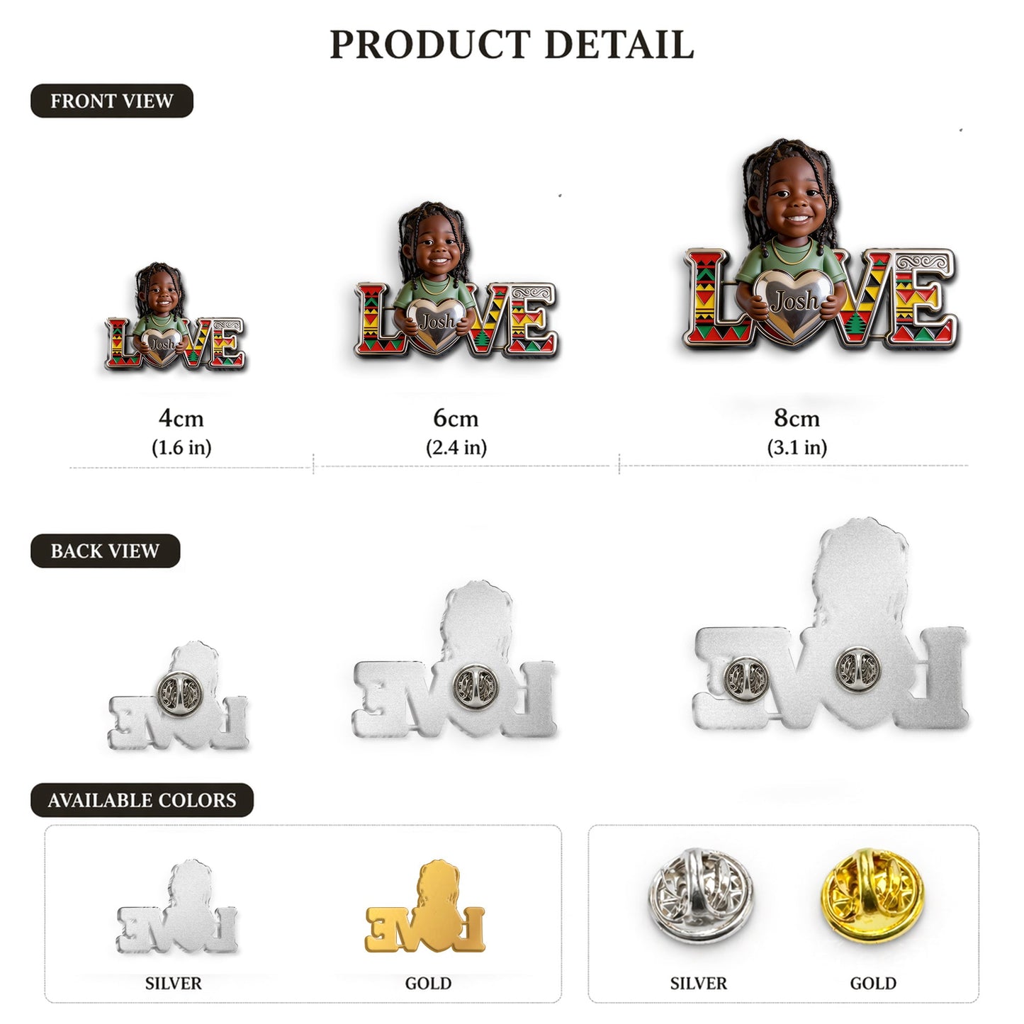 Proud Juneteenth - Personalized Kid 3D Embossed Enamel Pin