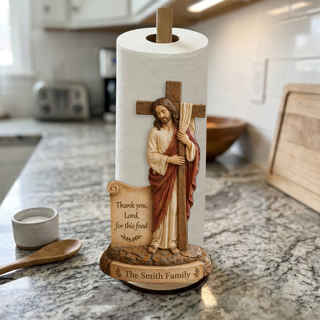 Thank You, Lord, For This Food - Personalized Christian Paper Towel Stand