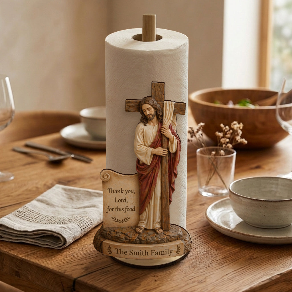 Thank You, Lord, For This Food - Personalized Christian Paper Towel Stand