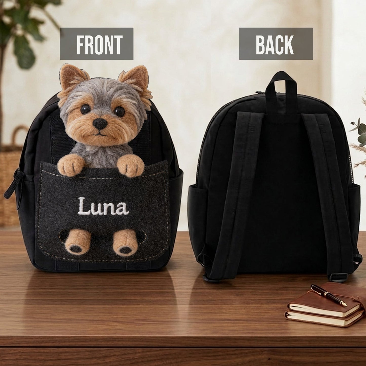 Perfect Companion - Personalized Dog Changeable Leather Patch Backpack