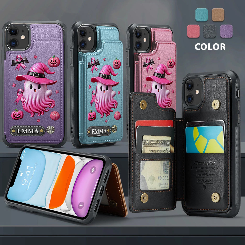 Pink Ghost - Personalized Breast Cancer Awareness Wallet Phone Case