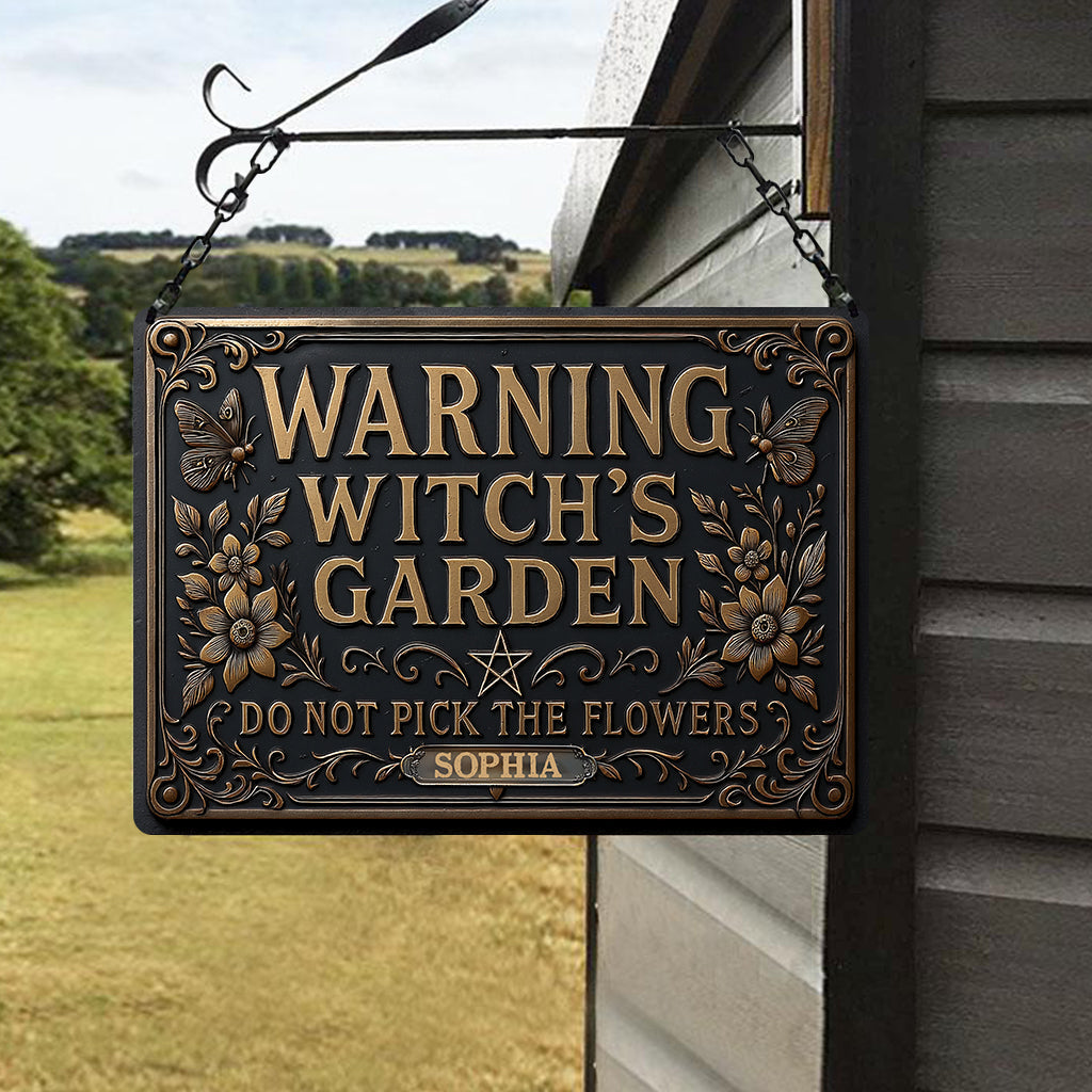 Witch's Garden - Personalized Witch Rectangle Metal Sign