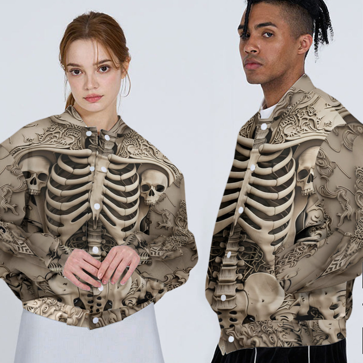 Scary Skull - Personalized Skull Varsity Jacket