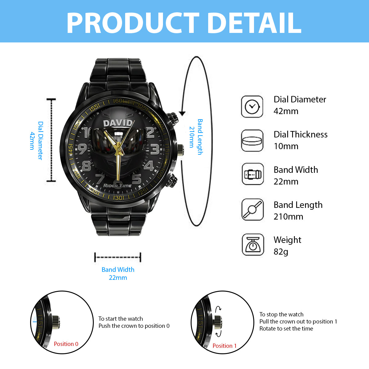 Rider Time - Personalized Biker Hand Watch